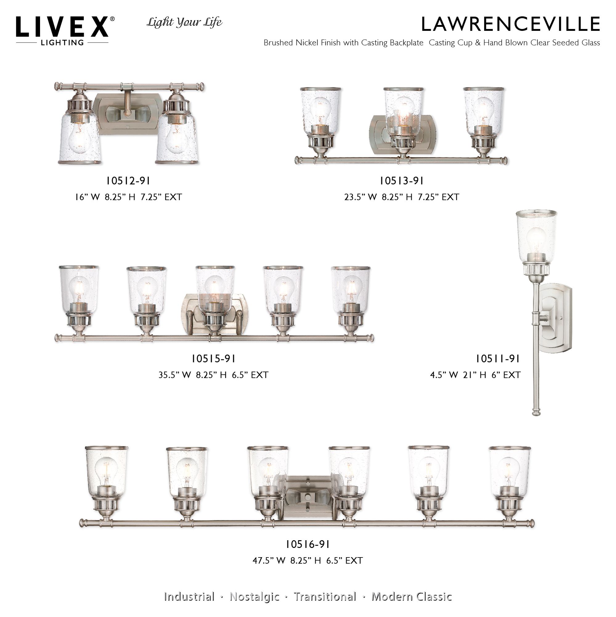 Lawrenceville 1 Light Brushed Nickel Single Sconce