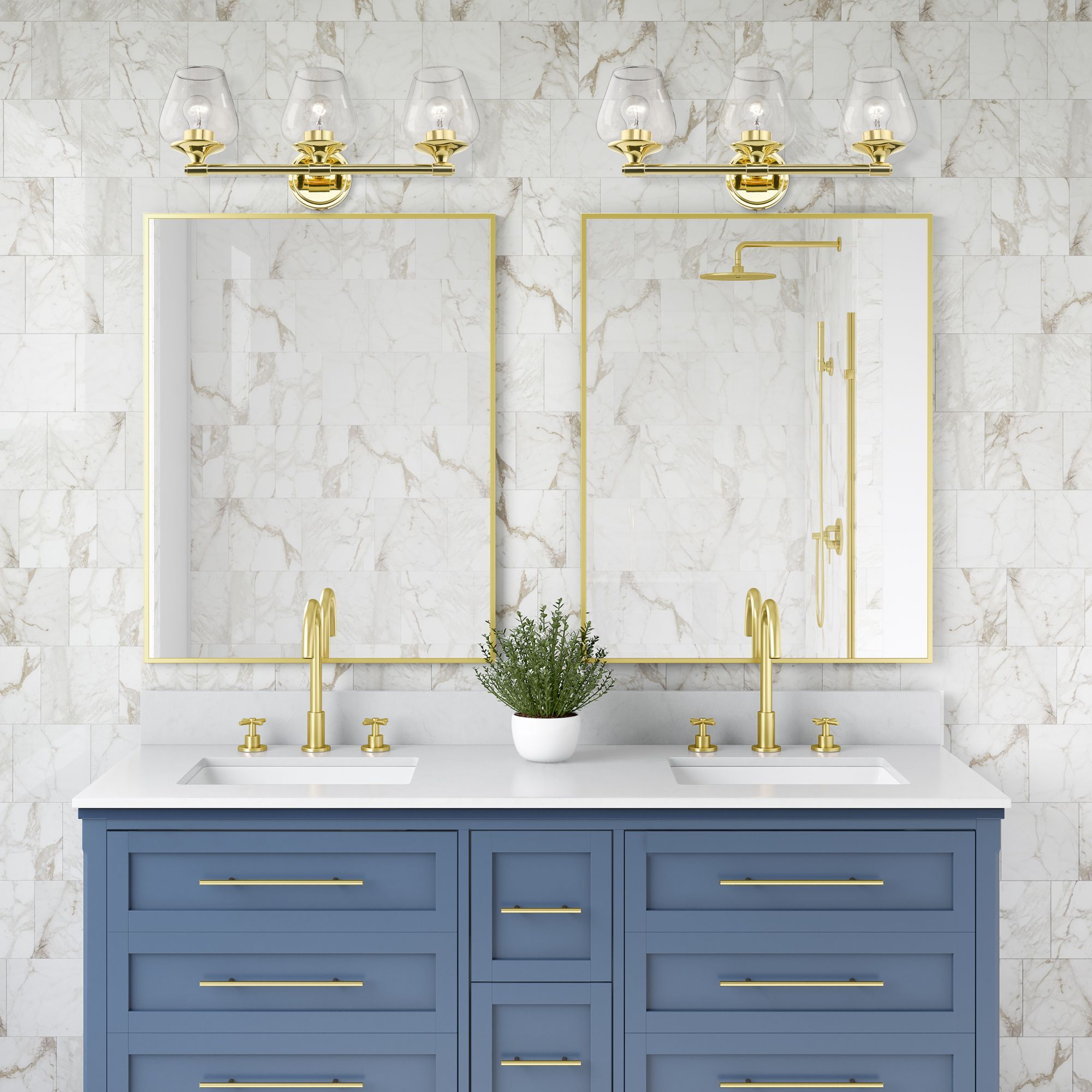 Lawrenceville 23" Wide Polished Brass 3-Light Bath Light in scene