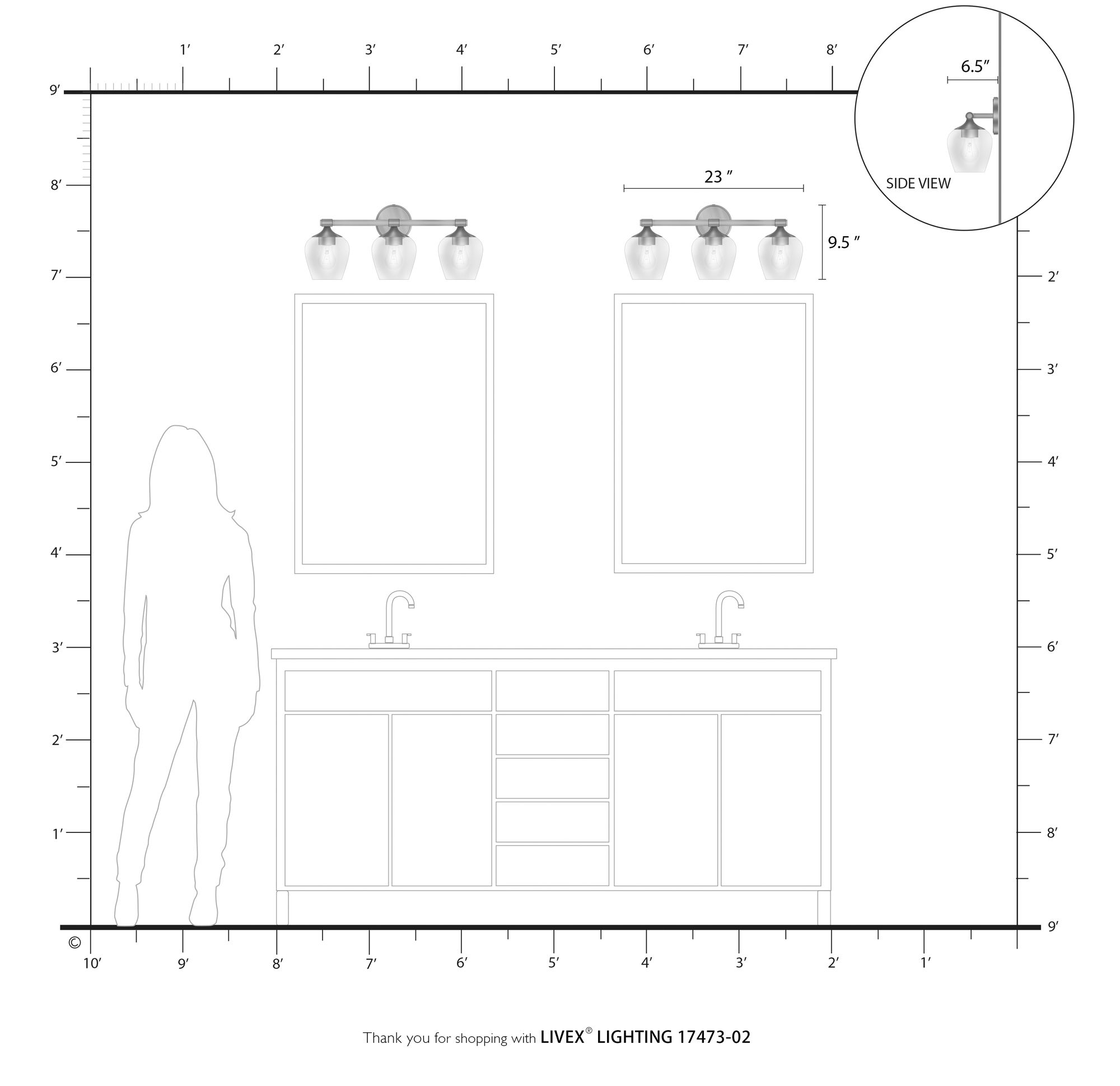 Lawrenceville 23" Wide Polished Brass 3-Light Bath Light in scene
