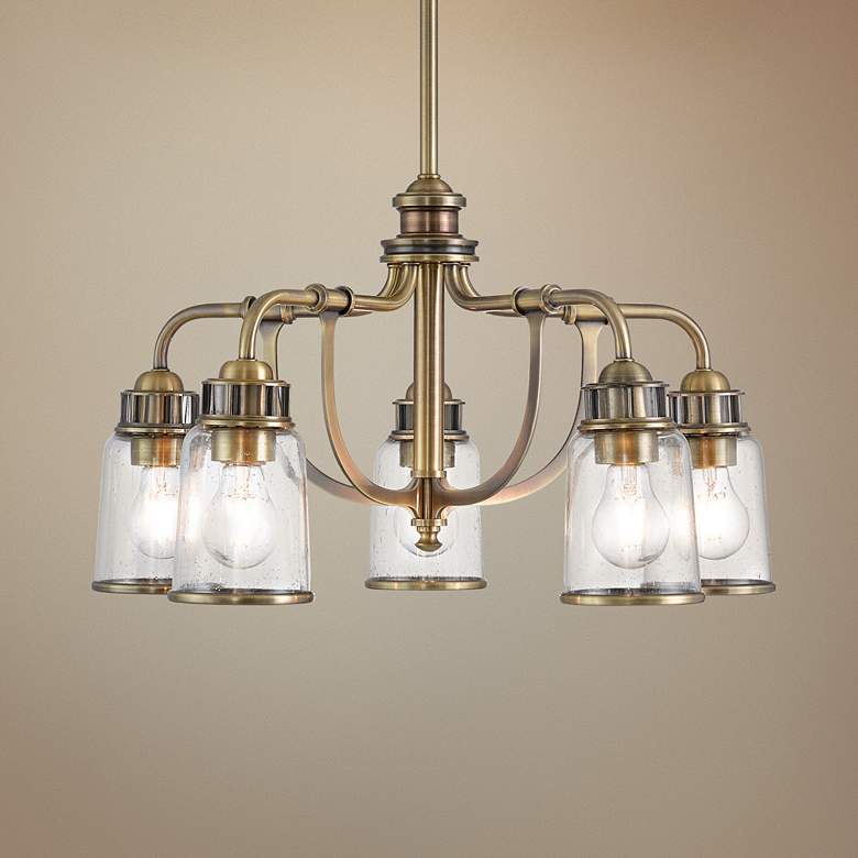 Image 1 Lawrenceville 24"W Antique Brass 5-Light Dinette Chandelier