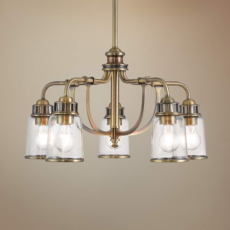 Image 1 Lawrenceville 24 inchW Antique Brass 5-Light Dinette Chandelier