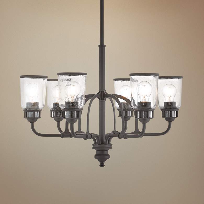 Image 1 Lawrenceville 26 1/4 inchW Bronze Clear Glass 6-Light Chandelier