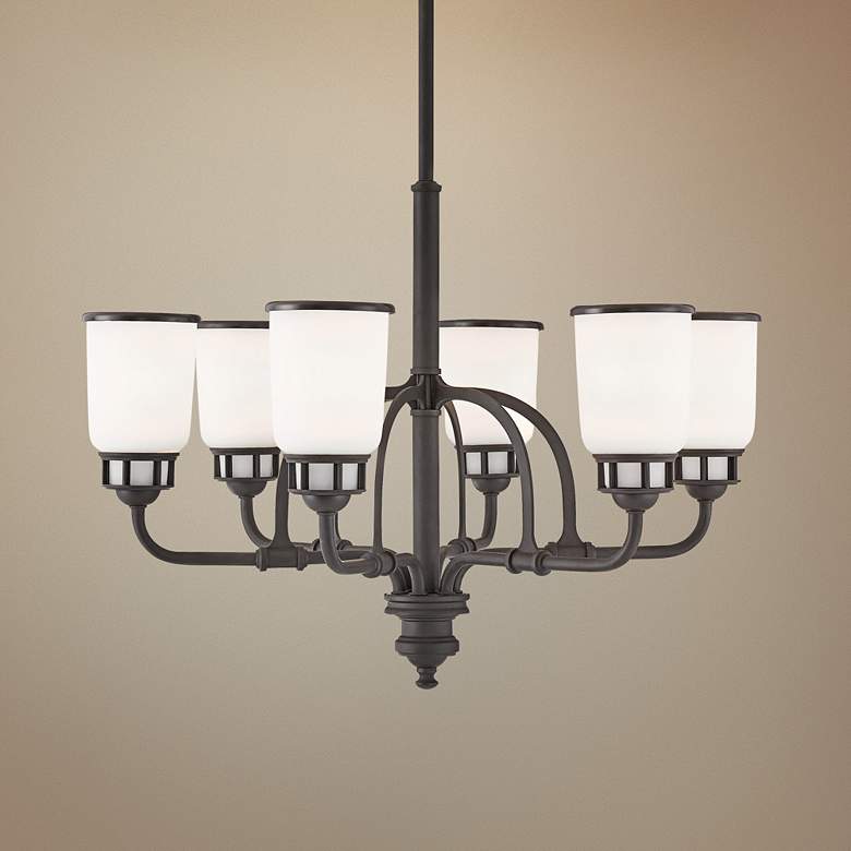 Image 1 Lawrenceville 26 1/4"W Bronze Opal Glass 6-Light Chandelier