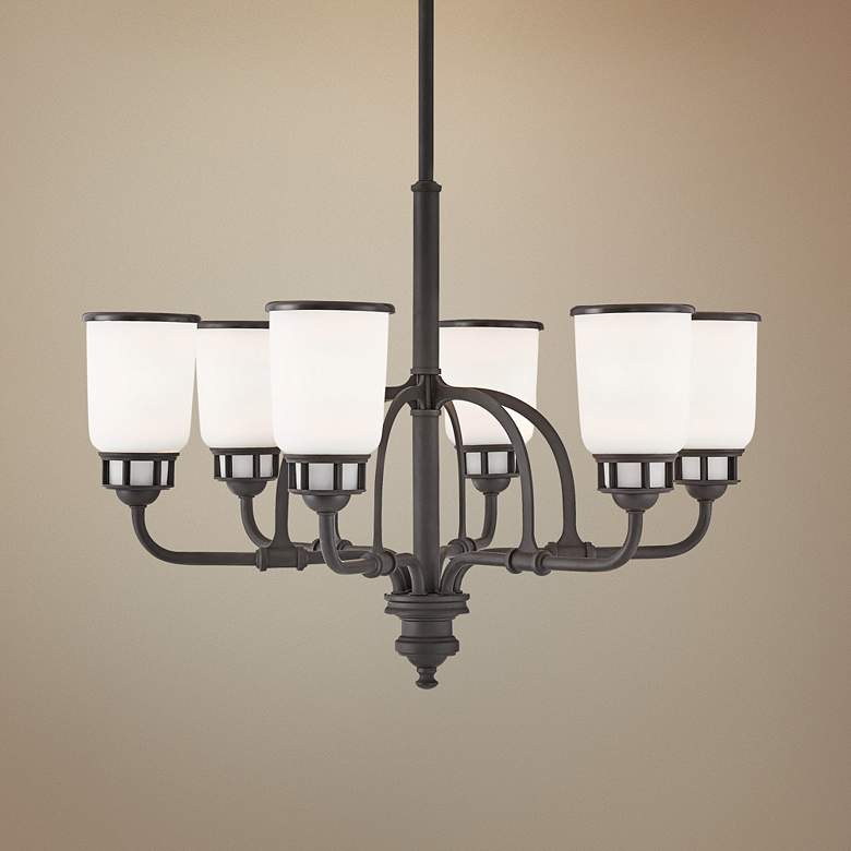 Image 1 Lawrenceville 26 1/4 inchW Bronze Opal Glass 6-Light Chandelier