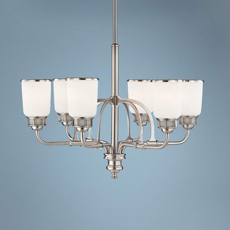 Image 1 Lawrenceville 26 1/4"W Nickel Opal Glass 6-Light Chandelier