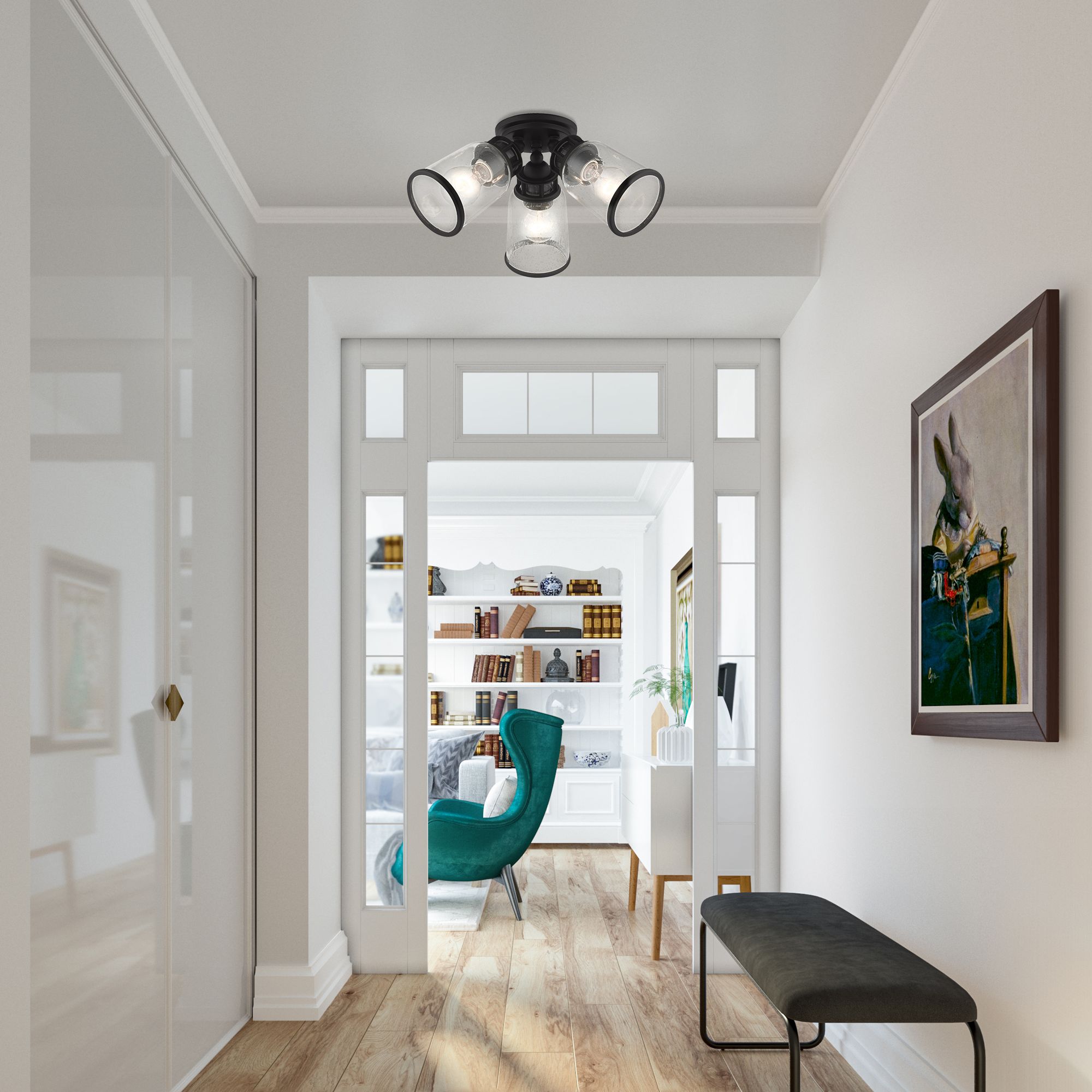 Lawrenceville 3 Light Black Flush Mount