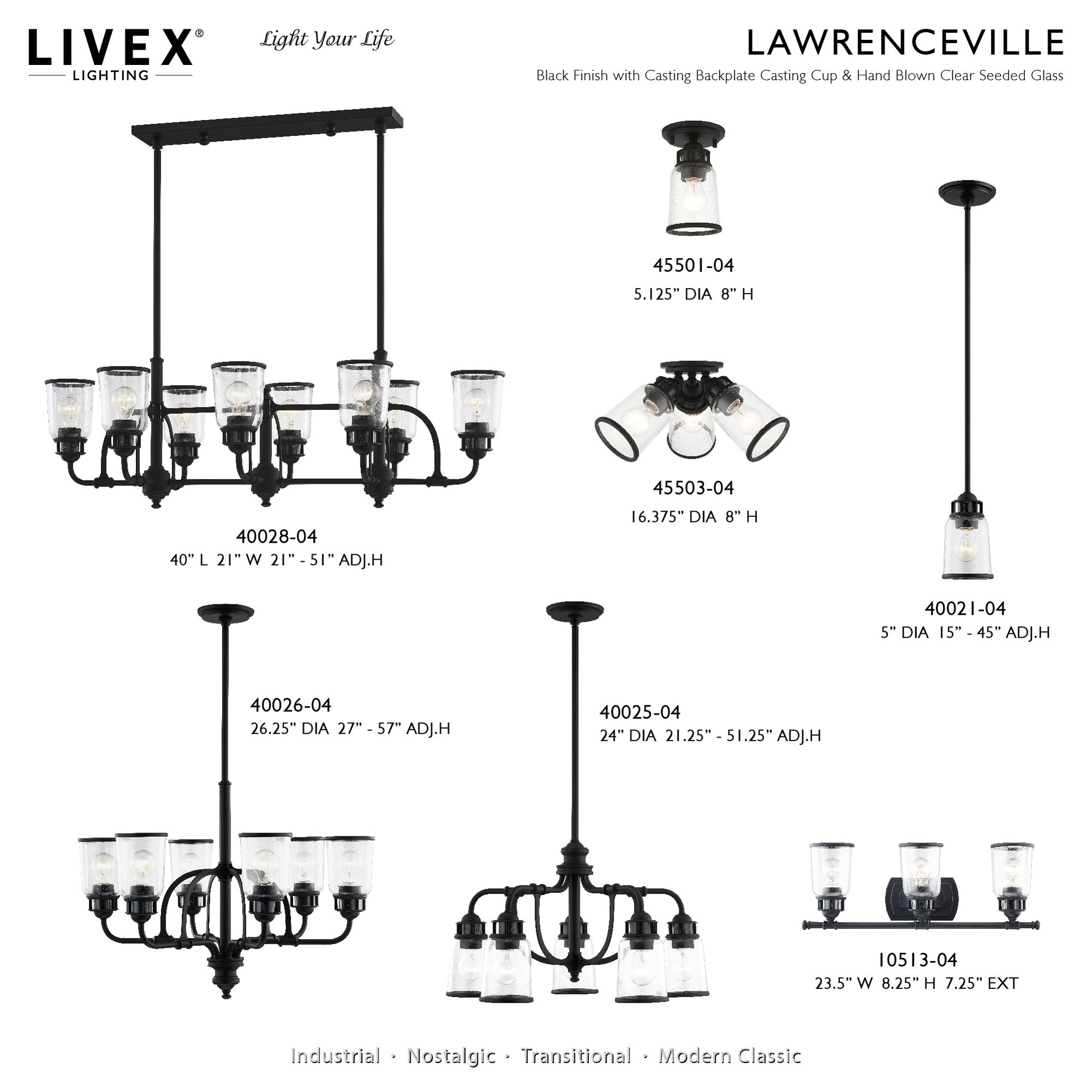 Lawrenceville 3 Light Black Flush Mount