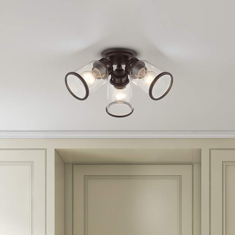 Image 1 Lawrenceville 3 Light Bronze Flush Mount