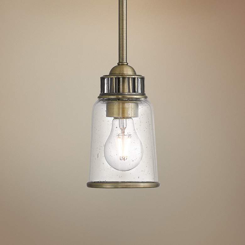 Image 1 Lawrenceville 5" Wide Antique Brass Mini Pendant