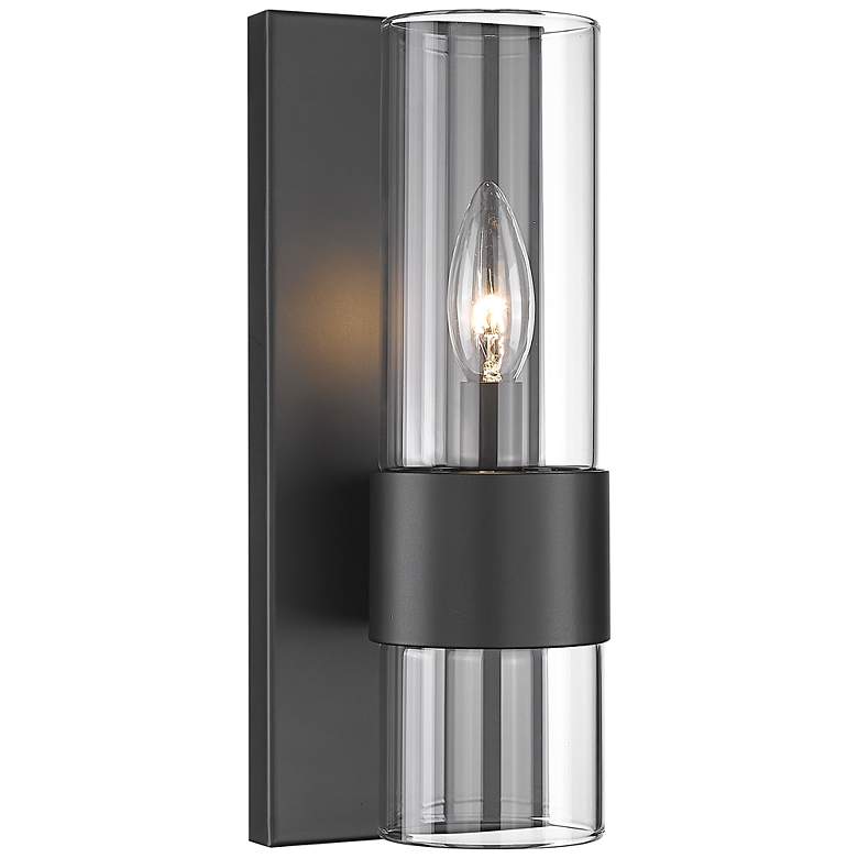 Image 3 Lawson 12" High Matte Black and Clear Glass Wall Sconce
