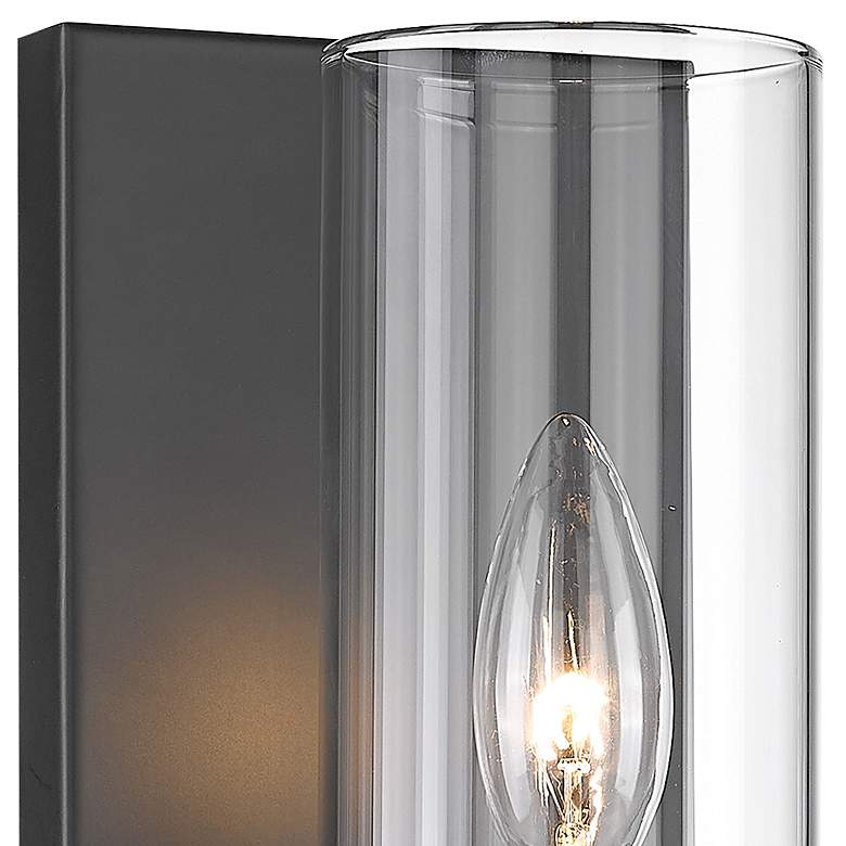 Image 4 Lawson 12" High Matte Black and Clear Glass Wall Sconce more views