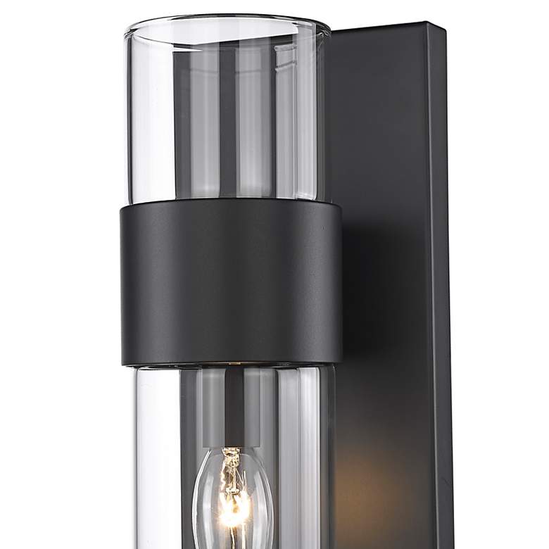 Image 5 Lawson 12" High Matte Black and Clear Glass Wall Sconce more views