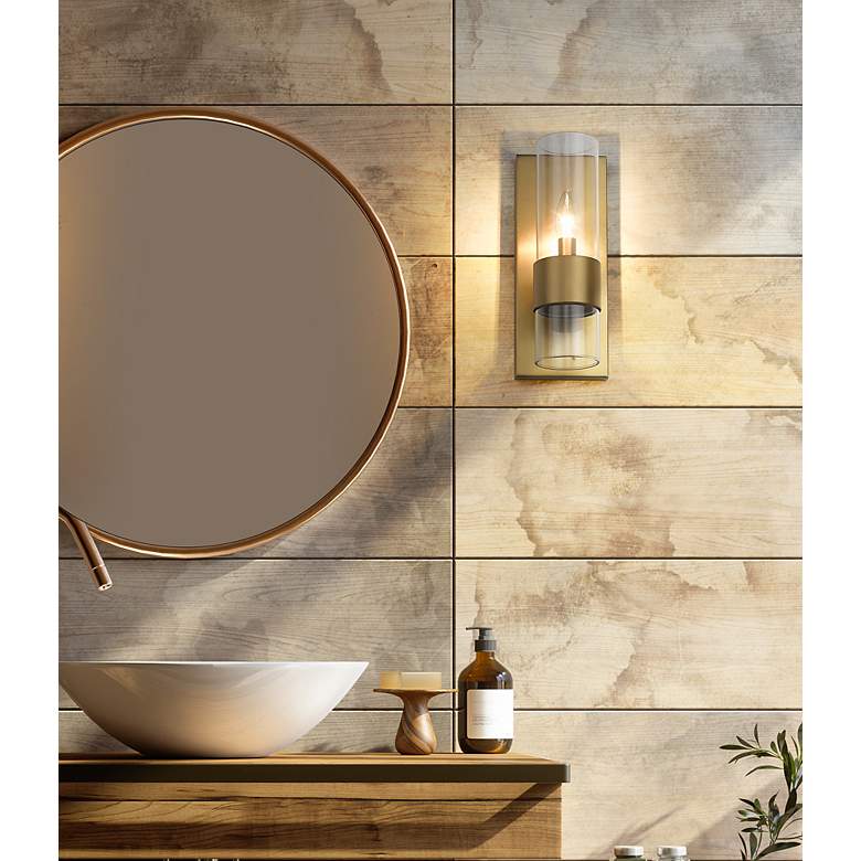 Image 3 Lawson 12" High Rubbed Brass Wall Sconce more views