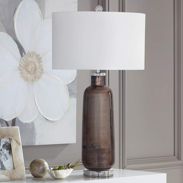 Image 1 Lawson Bronze Glass Cylinder Table Lamp