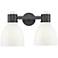 Lawton Bell 16"W 2 Light Black Wall Bath Light w/ Gloss White Shade