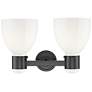 2_Lawton Bell 16"W 2 Light Black Wall Bath Light w/ Gloss White Shade more views