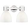 Lawton Bell 16"W 2 Light Nickel Wall Bath Light w/ Gloss White Shade