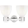 Lawton Bell 16"W 2 Light Nickel Wall Bath Light w/ Gloss White Shade