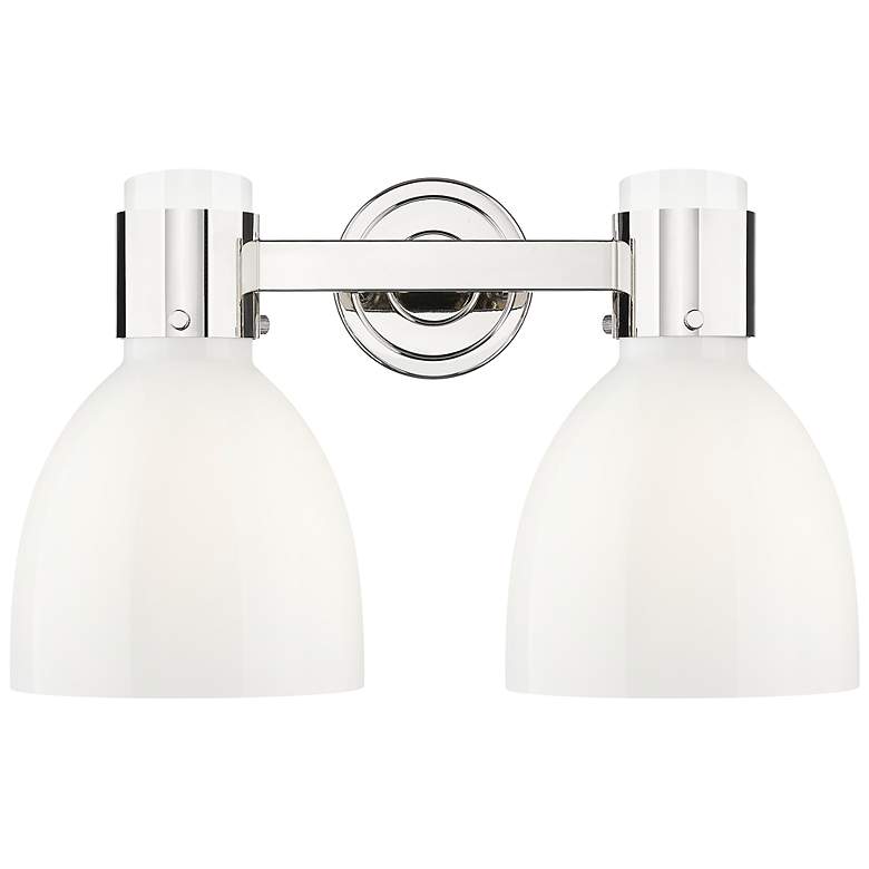 Image 4 Lawton Bell 16"W 2 Light Nickel Wall Bath Light w/ Gloss White Shade more views