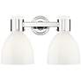 Lawton Bell 16"W 2 Light Nickel Wall Bath Light w/ Gloss White Shade