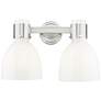 1_Lawton Bell 16"W 2 Light Satin Nickel Bath Light w/ Gloss White Shade