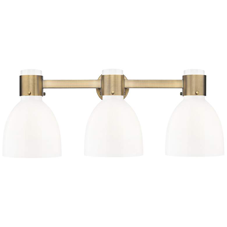 Image 1 Lawton Bell 24"W 3 Light Brass Wall Bath Light w/ Gloss White Shade