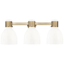 Lawton Bell 24"W 3 Light Brass Wall Bath Light w/ Gloss White Shade