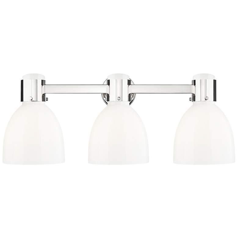 Image 1 Lawton Bell 24"W 3 Light Nickel Wall Bath Light w/ Gloss White Shade