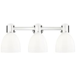 Lawton Bell 24"W 3 Light Nickel Wall Bath Light w/ Gloss White Shade