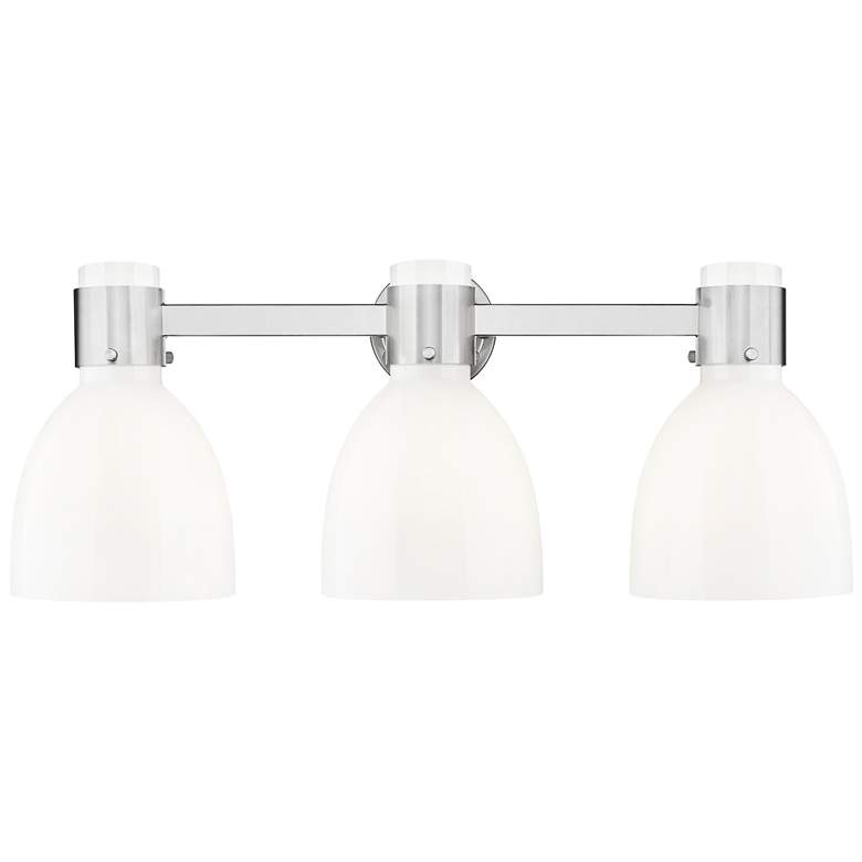 Image 1 Lawton Bell 24"W 3 Light Satin Nickel Bath Light w/ Gloss White Shade