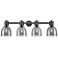 Lawton Bell 34" Wide Black 4-Light Bath Light w/ Smoke Shade