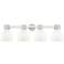 Lawton Bell 34"W 4 Light Satin Nickel Bath Light w/ Gloss White Shade