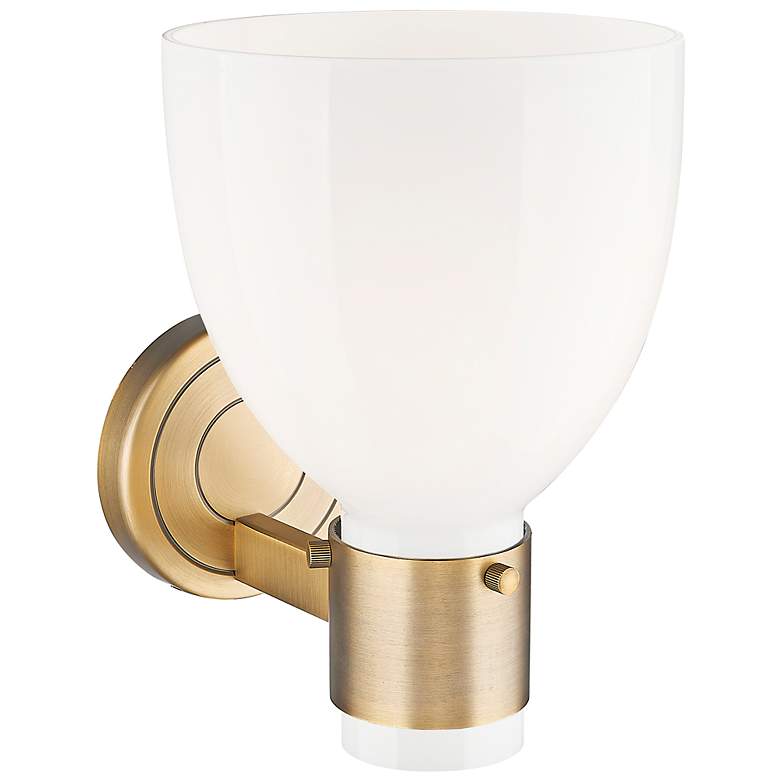Image 3 Lawton Bell 9" High Brushed Brass Wall Sconce With Gloss White Shade more views