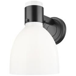 Lawton Bell 9" High Matte Black Wall Sconce With Gloss White Shade
