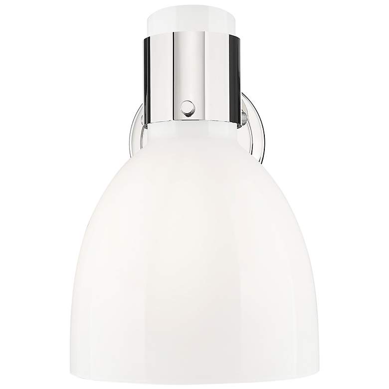 Image 2 Lawton Bell 9" High Polished Nickel Wall Sconce With Gloss White Shade more views