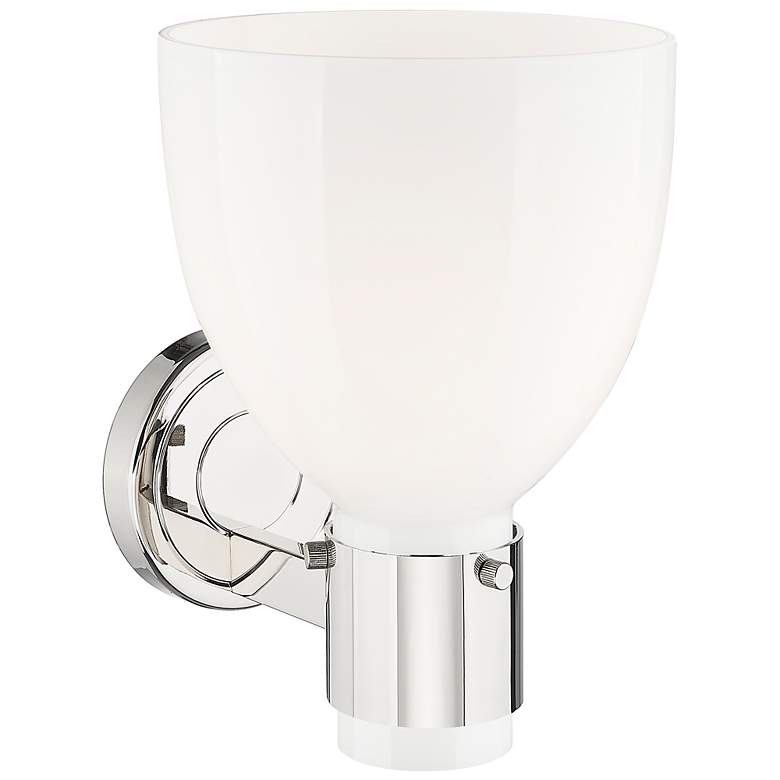 Image 3 Lawton Bell 9" High Polished Nickel Wall Sconce With Gloss White Shade more views