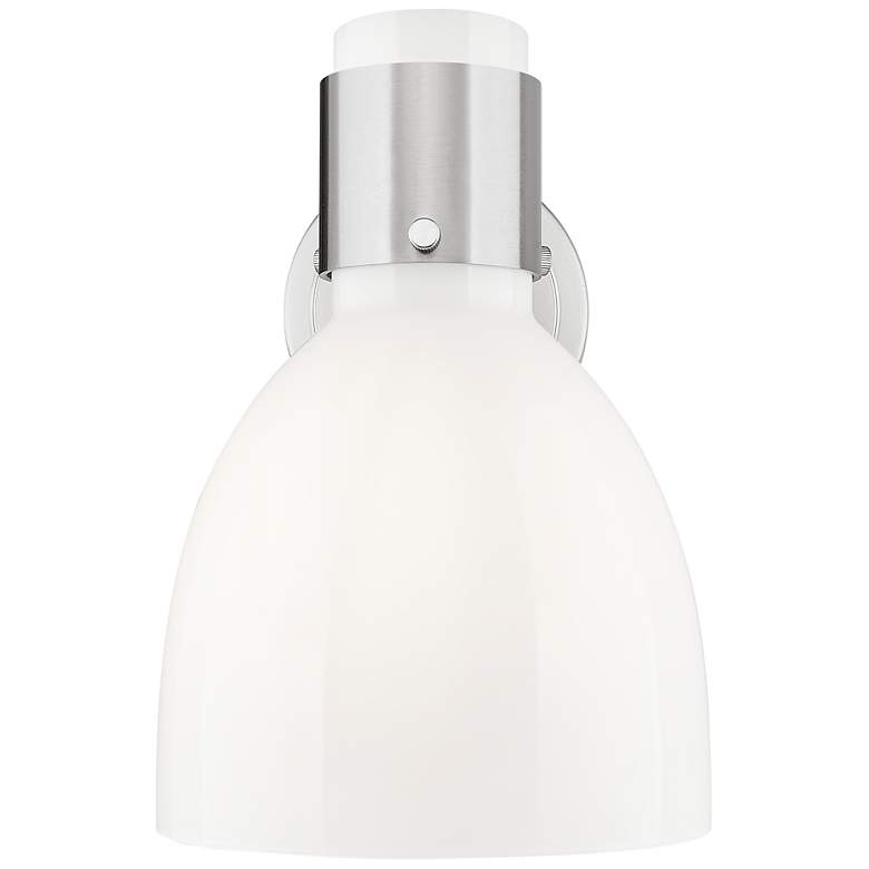 Image 2 Lawton Bell 9" High Satin Nickel Wall Sconce With Gloss White Shade more views