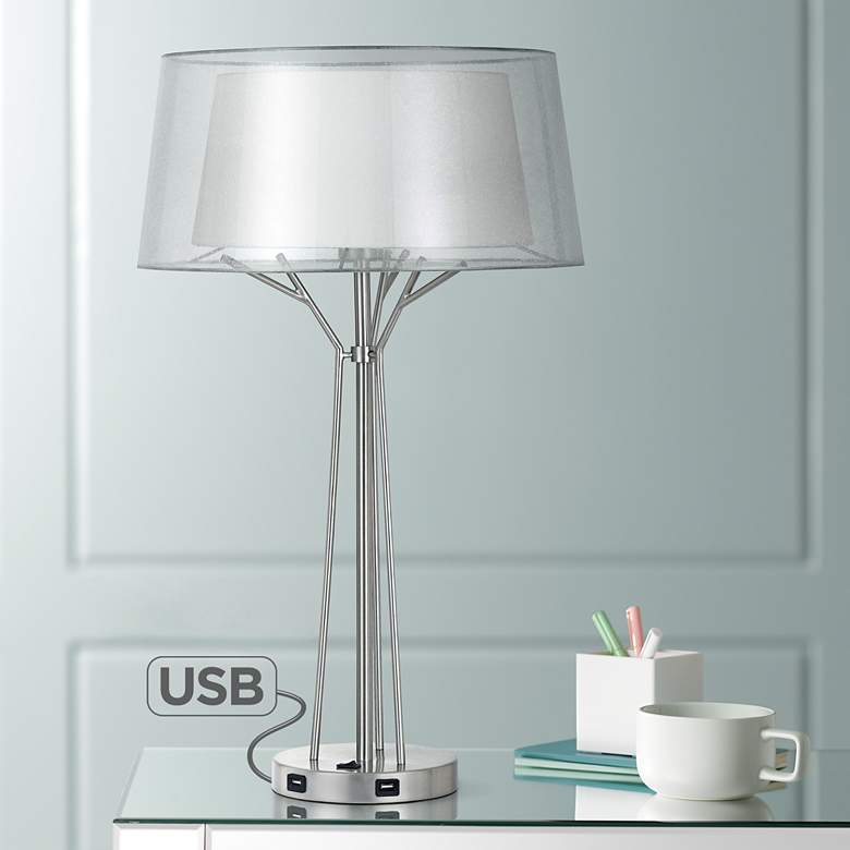 Image 1 Lawton Brushed Steel Metal Table Lamp