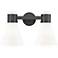 Lawton Cone 15.5"W 2 Light Black Bath Vanity Light With White Shade