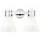 Lawton Cone 16"W 2 Light Nickel Wall Bath Light w/ Gloss White Shade