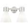 Lawton Cone 16"W 2 Light Satin Nickel Bath Light w/ Gloss White Shade