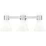 Lawton Cone 24"W 3 Light Satin Nickel Bath Light w/ Gloss White Shade