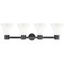 Lawton Cone 34"W 4 Light Black Wall Bath Light w/ Gloss White Shade