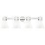 Lawton Cone 34"W 4 Light Nickel Wall Bath Light w/ Gloss White Shade