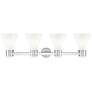 Lawton Cone 34"W 4 Light Satin Nickel Bath Light w/ Gloss White Shade
