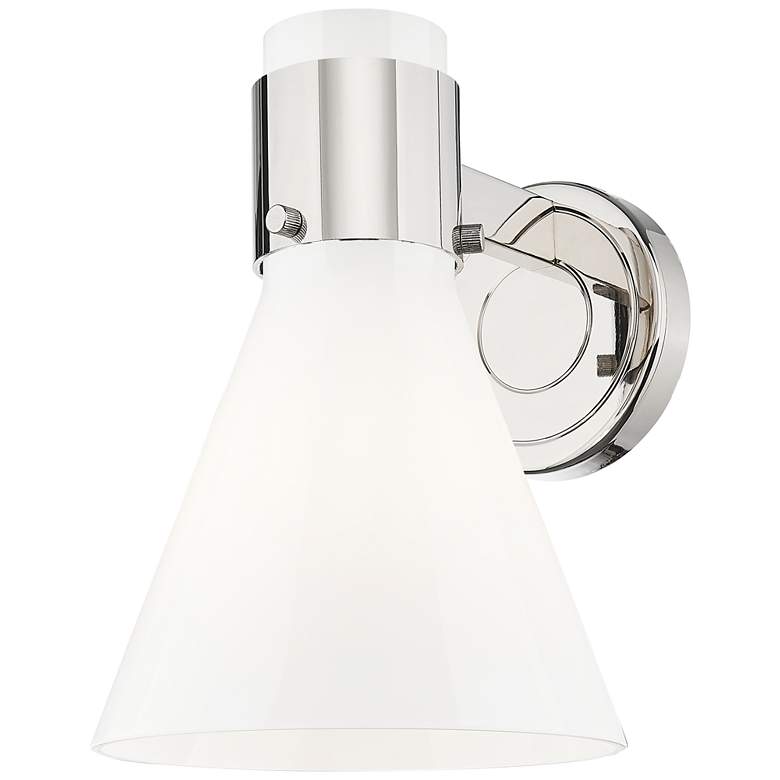 Image 1 Lawton Cone 8.5"H Polished Nickel Wall Sconce With Gloss White Shade