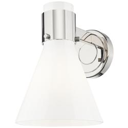 Lawton Cone 8.5"H Polished Nickel Wall Sconce With Gloss White Shade