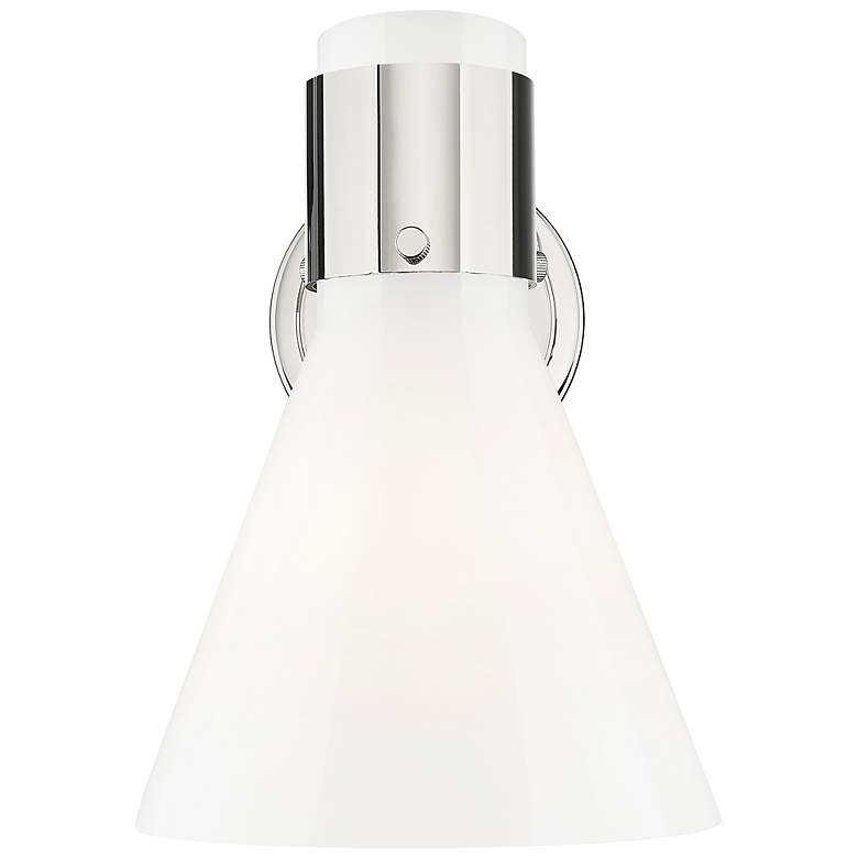 Image 2 Lawton Cone 8.5"H Polished Nickel Wall Sconce With Gloss White Shade more views
