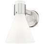 1_Lawton Cone 8.5" High Satin Nickel Wall Sconce With Gloss White Shade