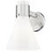 Lawton Cone 8.5" High Satin Nickel Wall Sconce With Gloss White Shade